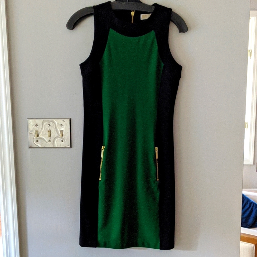 Michael Kors colorblock green and black dress